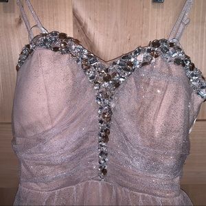 Light pink, super sparkly, short, formal dress!